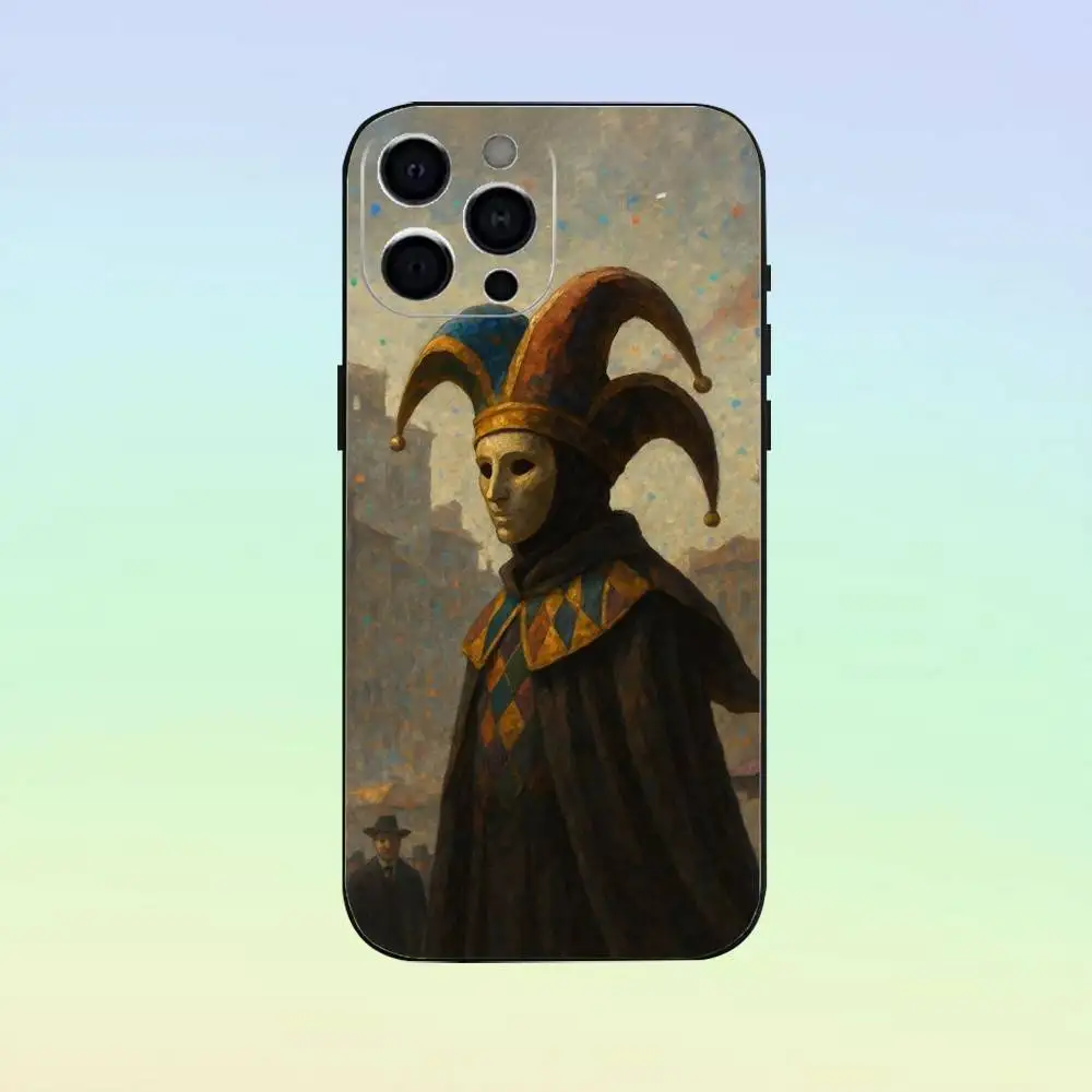 Capa de telefone joker art para iPhone 17,16,15,14,13,12,11, capa preta de silicone macio
