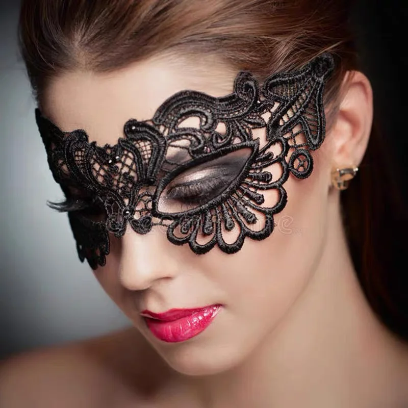 Women Hollow Sexy Mask Cosplay Lace Masquerade Eye Mask Lingerie Halloween Accessories Gothic Fetish  Animal Role Playing