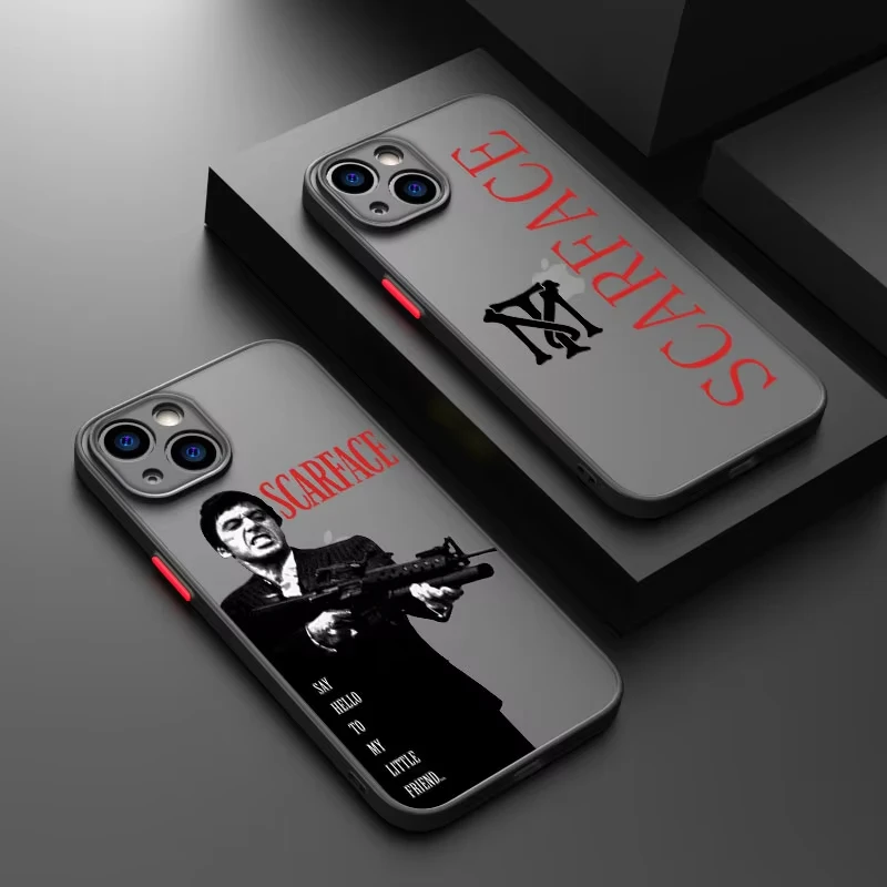 

Movie Scarface Phone Case For iPhone 16 15 14 13 12 11 Pro Max Mini X XS XR SE 7 Plus Shockproof Matte Transparent Cover Fundas