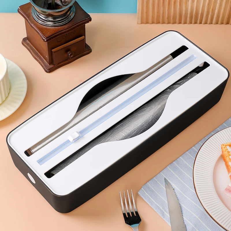 

Диспенсер для пищевой пленки с двумя слотами и резаком - кухонный органайзер 2-в-1 для пленки, алюминиевой фольги и бумаги для выпечки