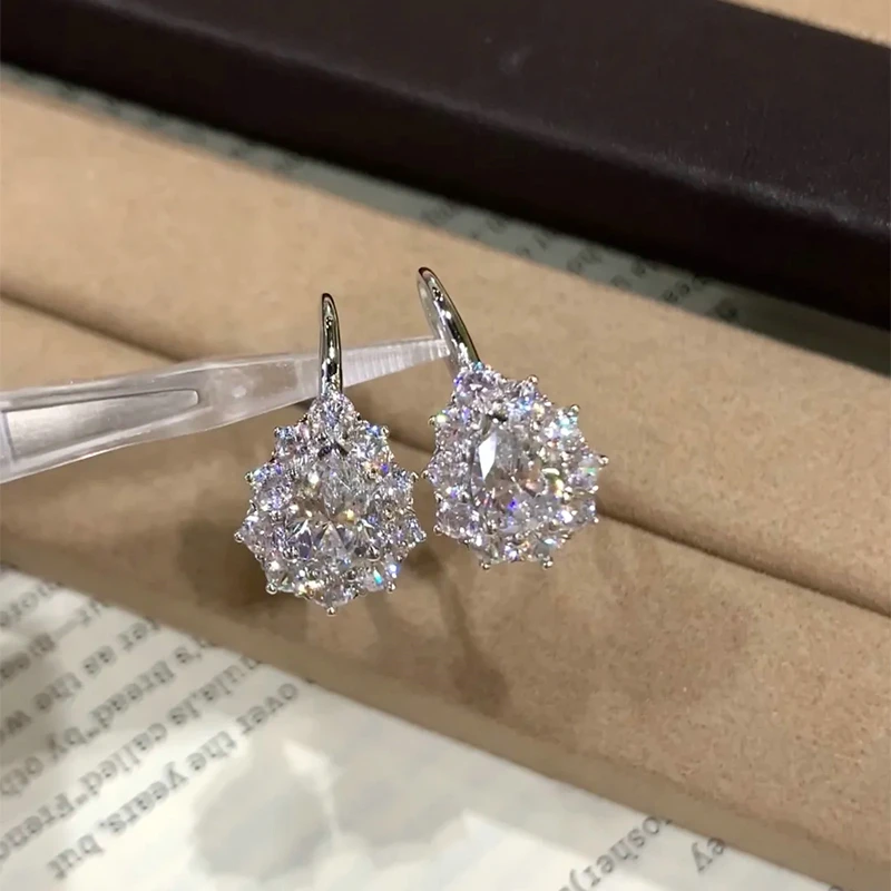 Lnngy Funkelnde 6 x 8 mm Birnen-Schliff-Moissanit-Creolen für Damen, 14 Karat Gold gefüllt, U-förmiger Ohrring, 2026 Trend-Schmuck, Geschenk – Detail 8