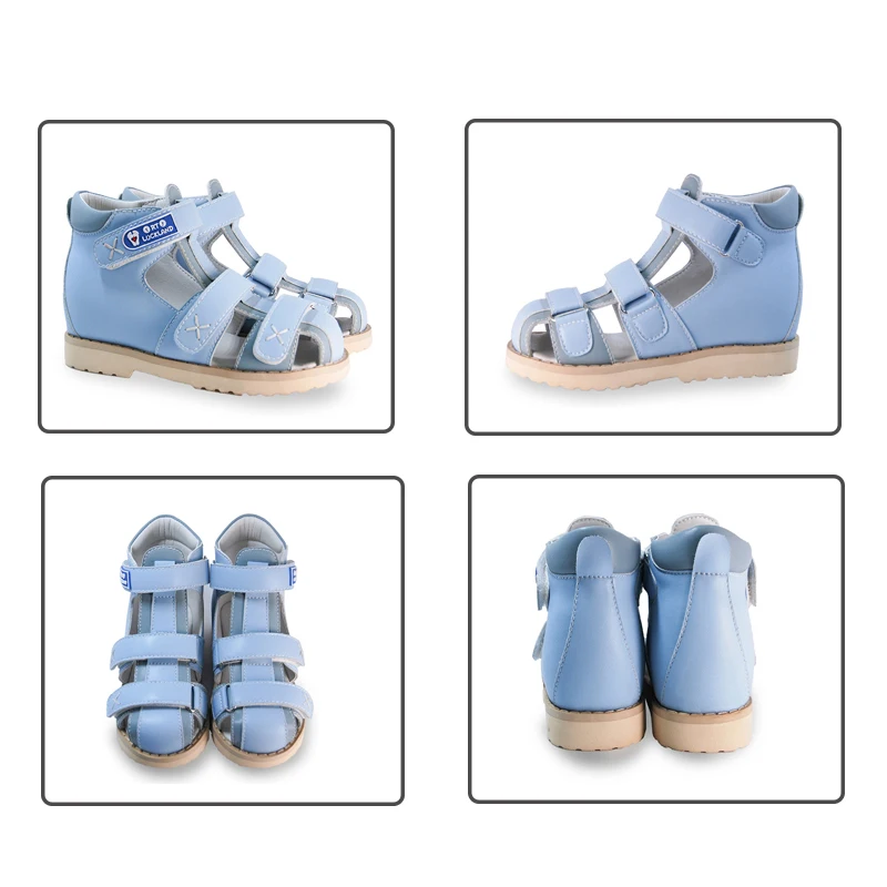 Ortoluckland-Sandalias ortopédicas para niños y niñas, zapatos escolares negros, calzado con soporte para arco descalzo
