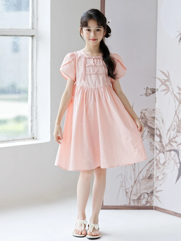

5-13T summer children kids girls fashion casual short sleeve dress