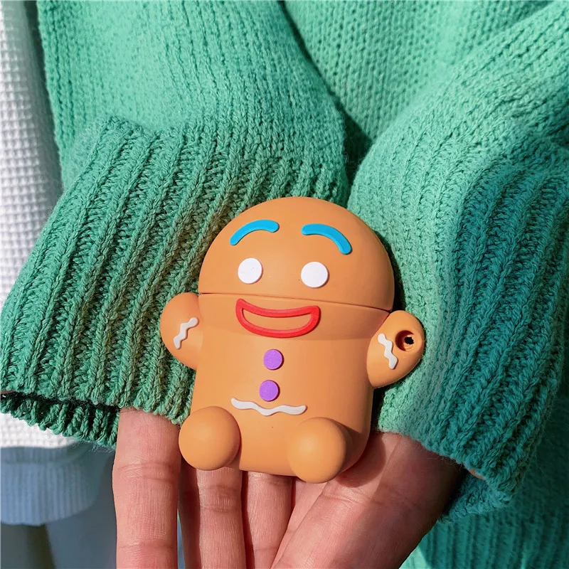 3D Cute Christmas Gingerbread Man Caribou Silicone Headphone Cases for Apple Airpods 1 2 Funda Headphone Case winter