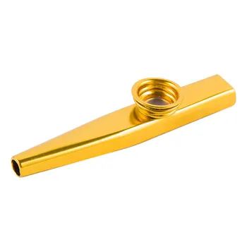 Kazoo Golden Aluminum Alloy com Membrana Flauta Diafragma Boca Kazoos Instrumentos Musicais