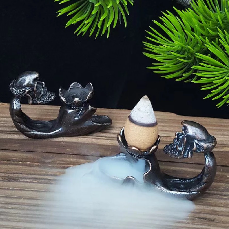 Bodhidharma Reverse Flow Incense Tea Ceremony Ornament Zen Enlightenment Ancestor Incense Burner Incense Smoker Home Decoration