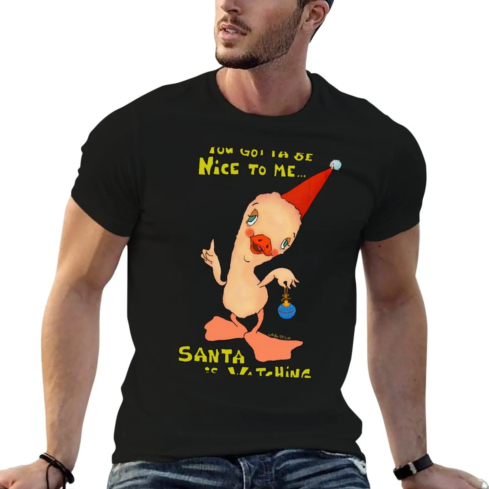 

Santa is watching T-Shirt man t shirt heavy cotton man t shirts cotton T-Shirt