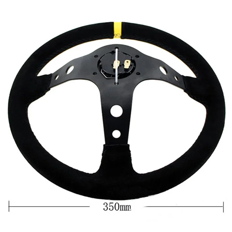 14 Inch 350mm Modification Suede Steering Wheel Frosted Personalized Competitive Racing Steering Wheel Universal