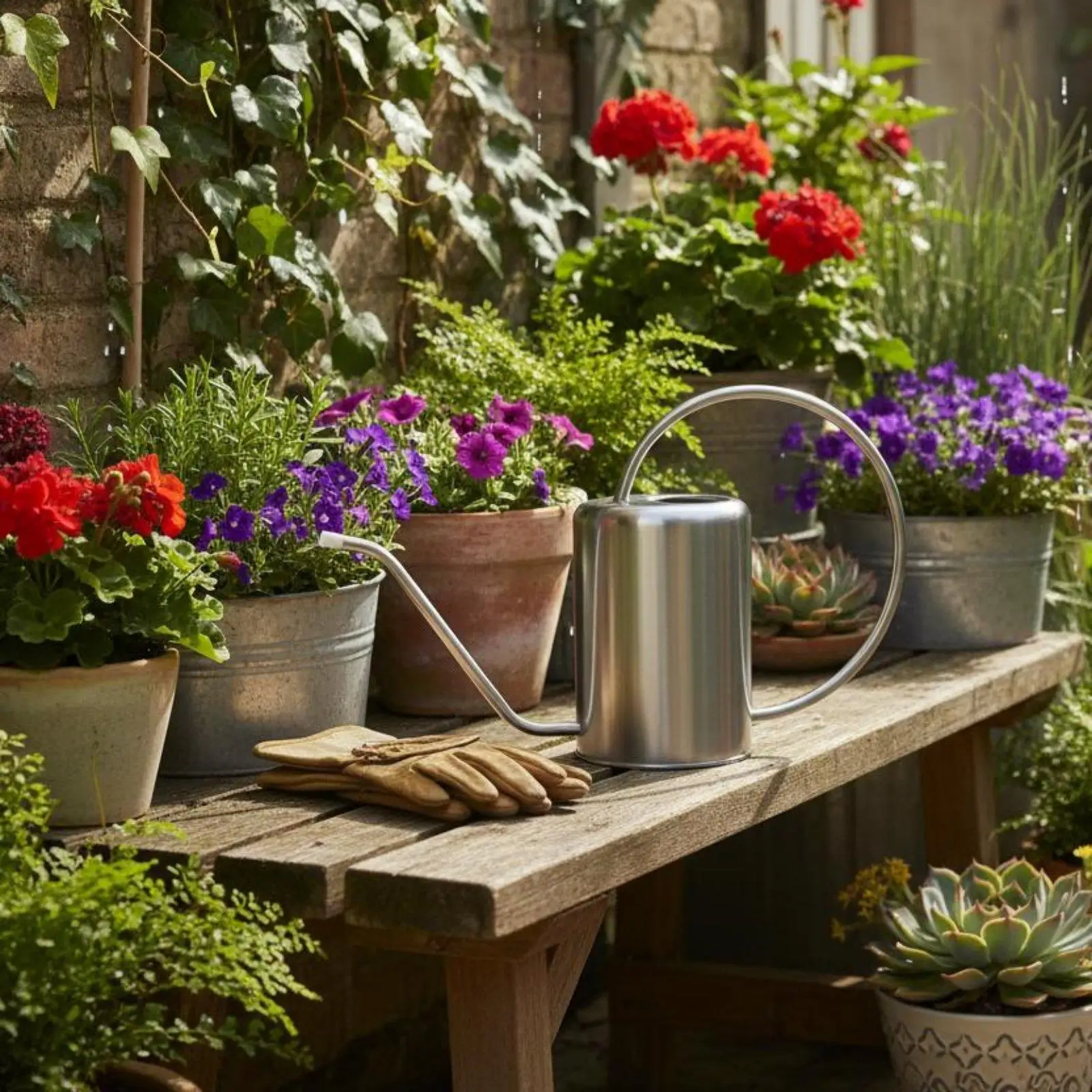 Durable Metal Watering Can Long Neck Design Plant Watering Device Garden Accessory for Indoor Flower Care view 6