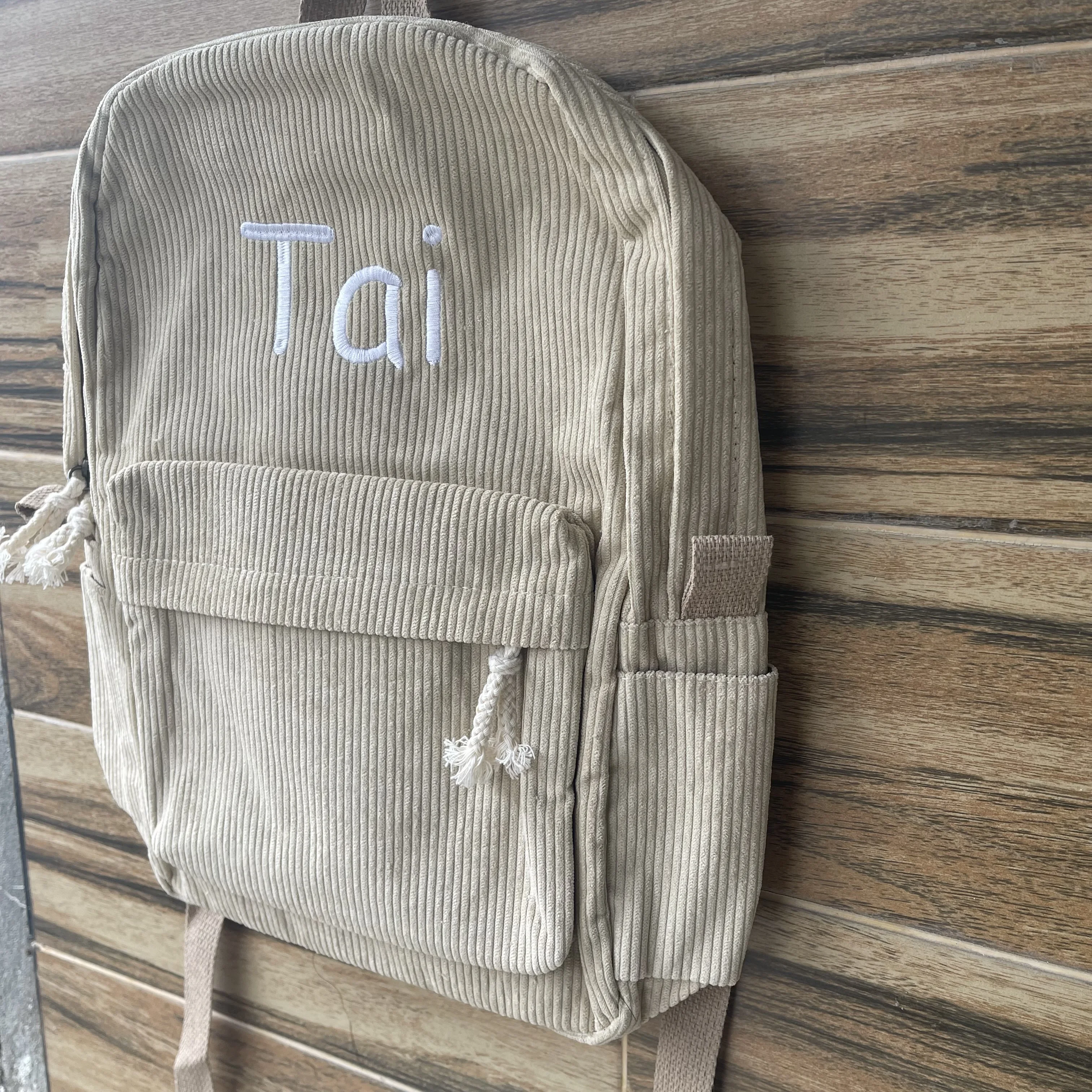 Mochila de pana personalizada para estudiantes de secundaria, nombre personalizado, escuela secundaria, niños, niñas, Campus Simple