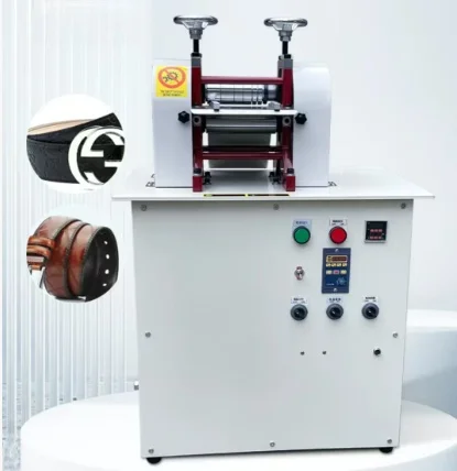 Pneumatic Leather Belt Embossing Machine Processing Production Machinery Pattern Creasing  Heating Pressing Feeding
