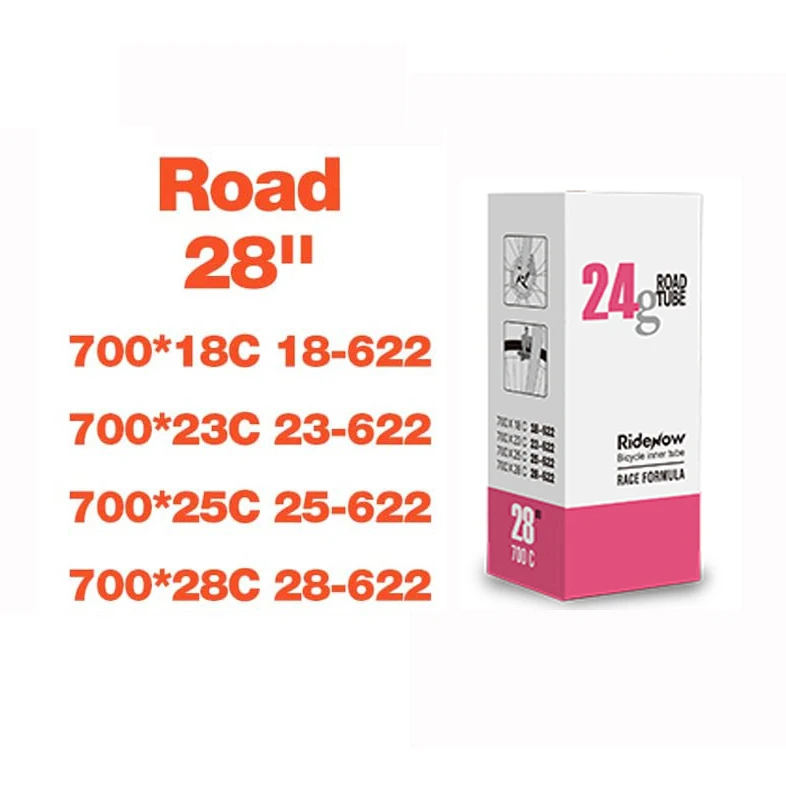 RideNow-Chambre à Air Ultralégère en TPU pour Vélo de Route, Tube de 24g, 700C, 18, 23, 25, 28, 45, 65, 85mm de Longueur, Valve Française