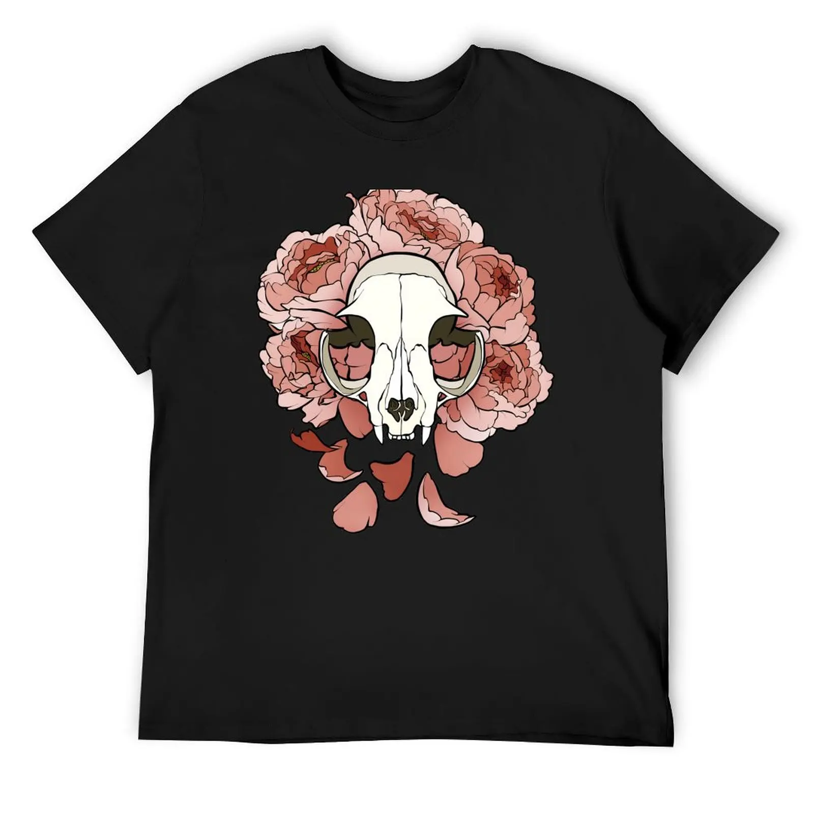 Cat and peonies- pink T-Shirt tees quick drying graphics anime figures mens graphic t-shirts hip hop