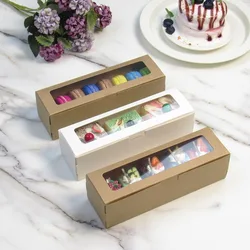 20Pcs DIY Paper Box with Window Macaron Gift Box Cake Packaging Box Dessert Transparent Cookie Boxes for Wedding Home Party