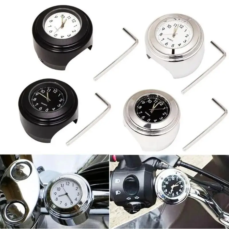 Motorcycle Handlebar Thermometer Temp Gauge Clock 2 in 1 Waterproof Universal Fit for Most Motorbike Outdoor Riding
