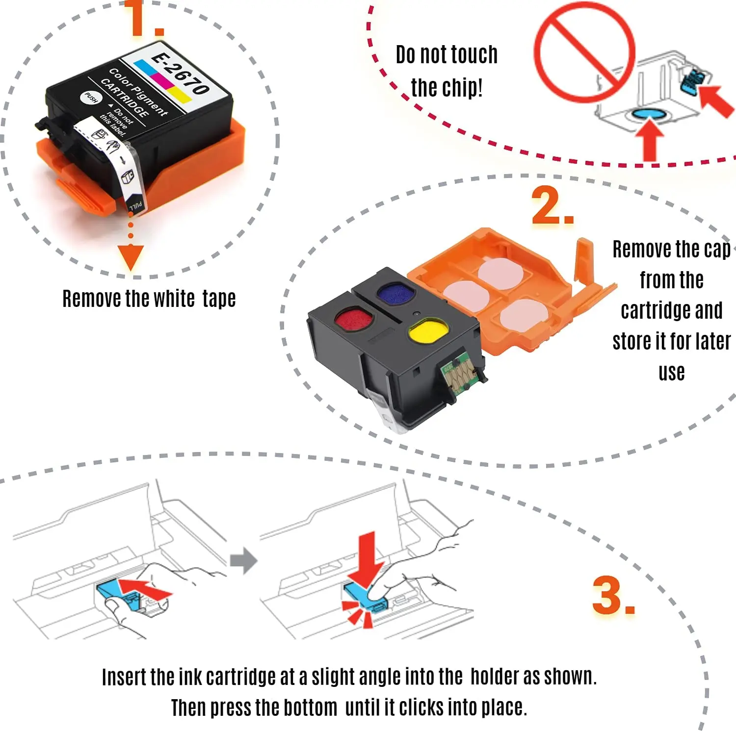 Compatible ink cartridge for EPSON T266 T267 T2661 T2670 suit for EPSON WorkForce WF-100W WF100W WF‑110W  for European market