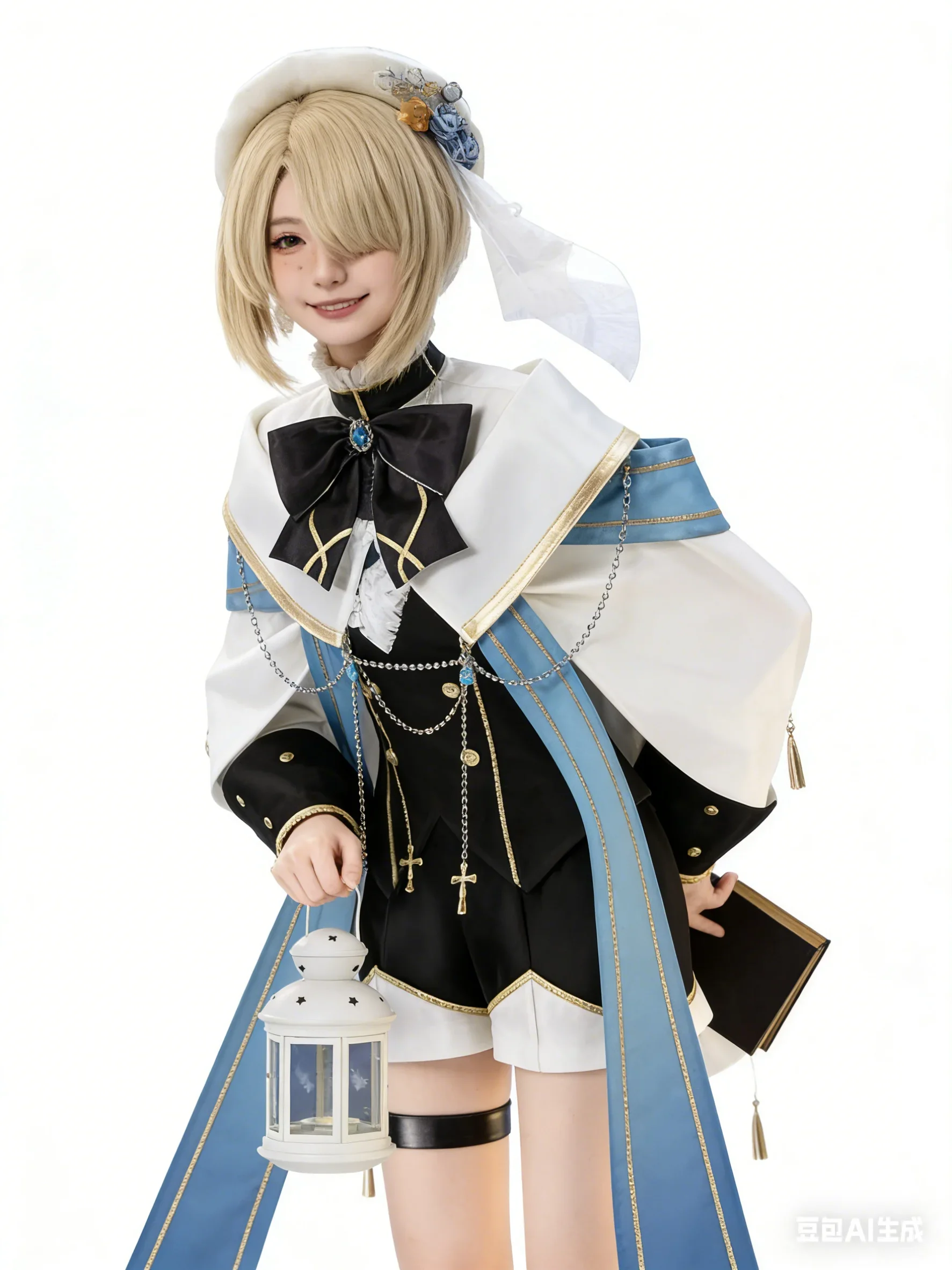 Freminet Genshin Impact Anime Game Cosplay Costume Wig Pure White Melody Party Role-playing Costumes Have Been Matched with Wigs view 2