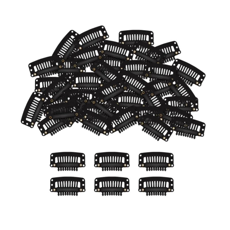 50 Pieces of 9-Piece Tooth-Shaped Drop-Shaped Hairpins, Black White Brown Dark Brown Elastic Wig Accessories for Men and Women -