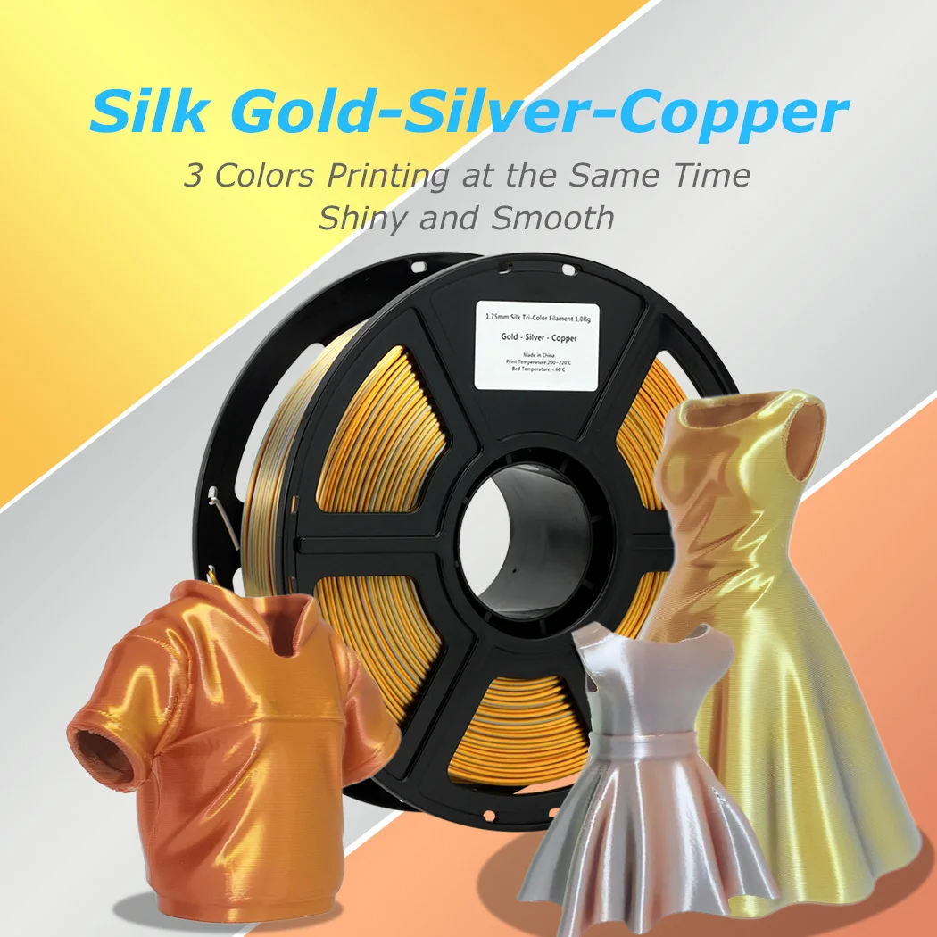 Opy Silk Pla Rainbow Filament 1.75 Mm 3D Print Material 1Kg 10M 100G Sample Gold Silver Copper Candy Macaron Tricolor Filament