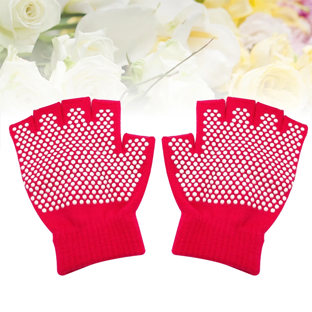 

Non-slip Workout Gloves Half Finger Cotton Gloves Machine Comfortable Knitted Gloves for Yoga Sports(Rosy)