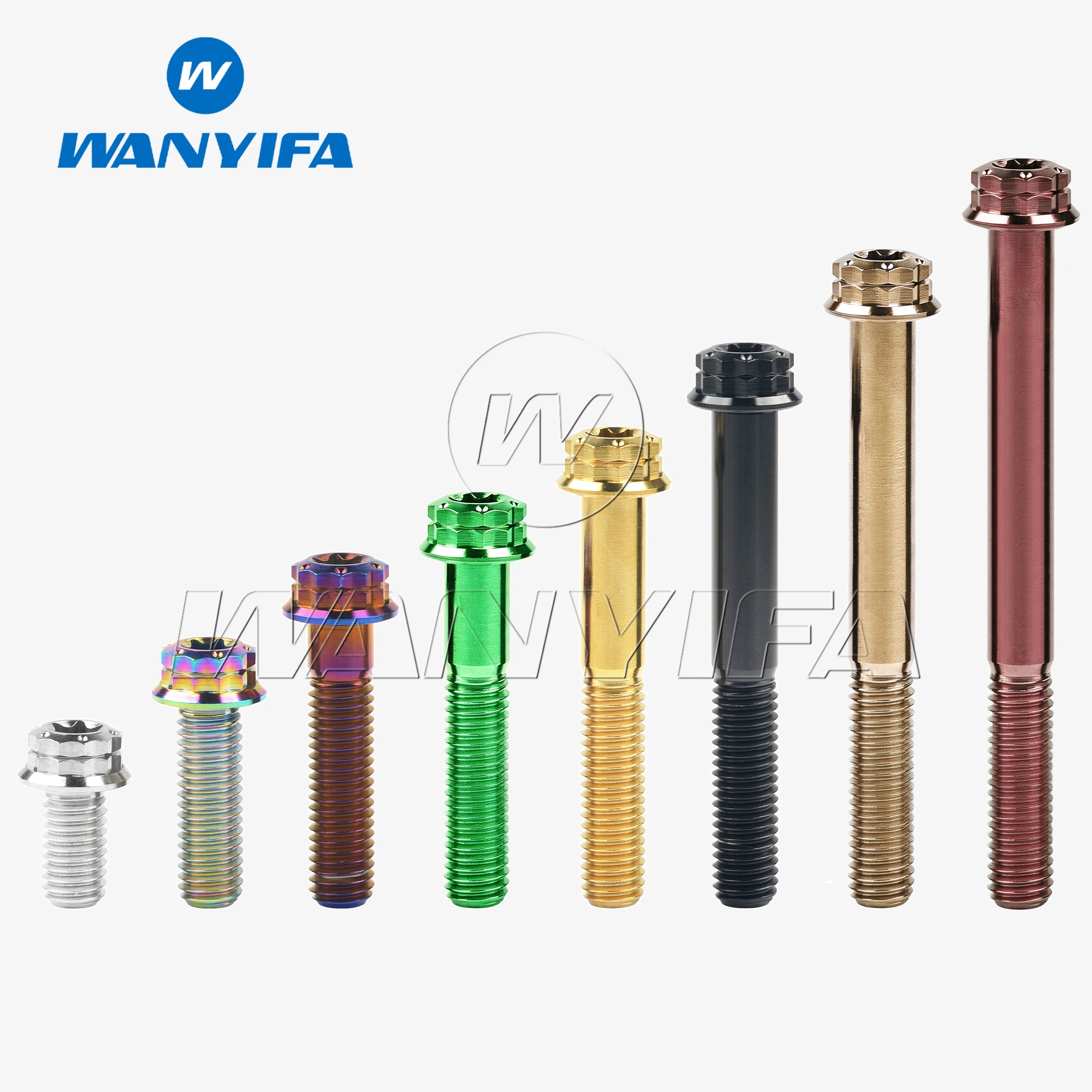 Wanyifa Titanium Bolt CNC M8x15-80mm 12 Points Flange Torx Head Screw For Brake Disc Calipers And Shock Absorbers