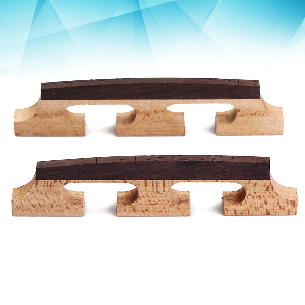 2Pcs 6 Strings Banjo Bridge Rosewood Overlay Hard-Rock Maple Base Stable Guitar Ukulele Bridge Compensation Parts
