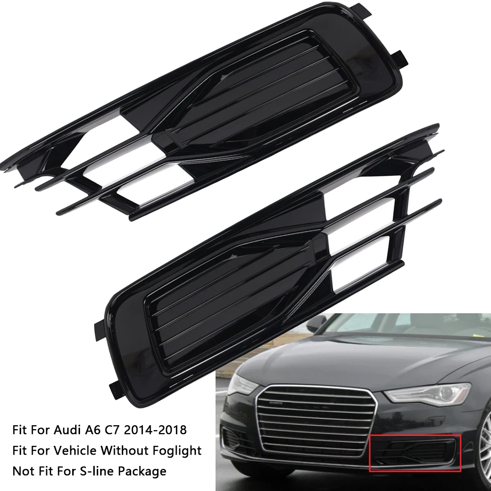 

Plastic Black Trim Lower Bumper Fog Light Covers Fit for Audi A6 C7 Sedan 2016 2017 2018 Lower Bumper Fog Light Covers