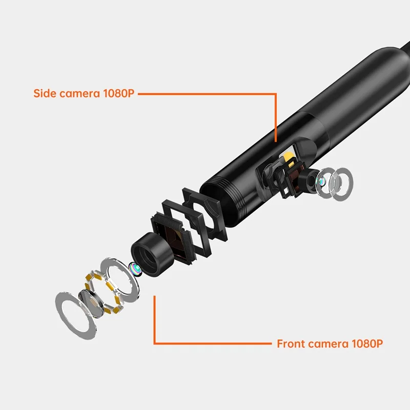 Dual Lens Endoscope Camera 4.3'' IPS Screen HD1080P Video USB Probe Tool Bag Car Inspection Borescope Waterproof 9LEDs 2600mAh
