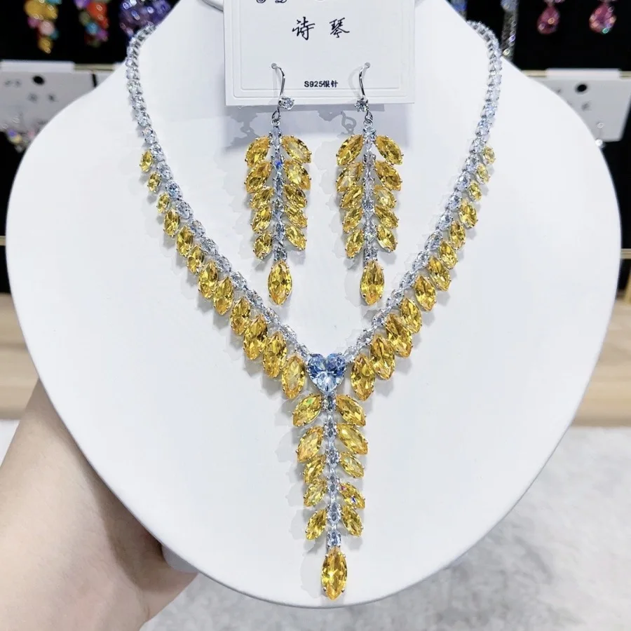 

Luxury Bridal Jewelry Sets Cubic Zirconia Necklaces Earrings S925 Post Wheat Ear 2025 Trend Wedding Jewellery Woman Accessories