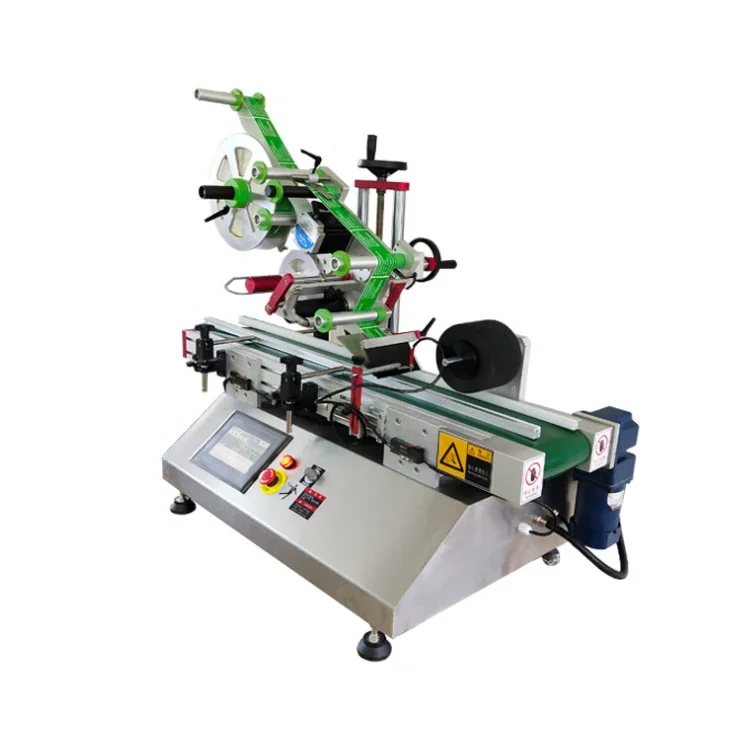 Fully‑Automatic Desktop Flat‑Surface Labeling Machine, Top Label Applicator for Square Bottles Flat Packaging Products