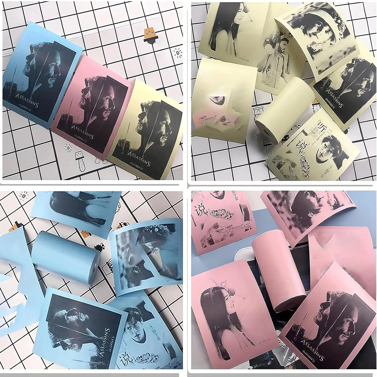 Thermal Label Adhesive Self-adhesive Paper Mini Printer Paper  Sticker Colorful  For Wireless Photo Inkless Printer 57mm