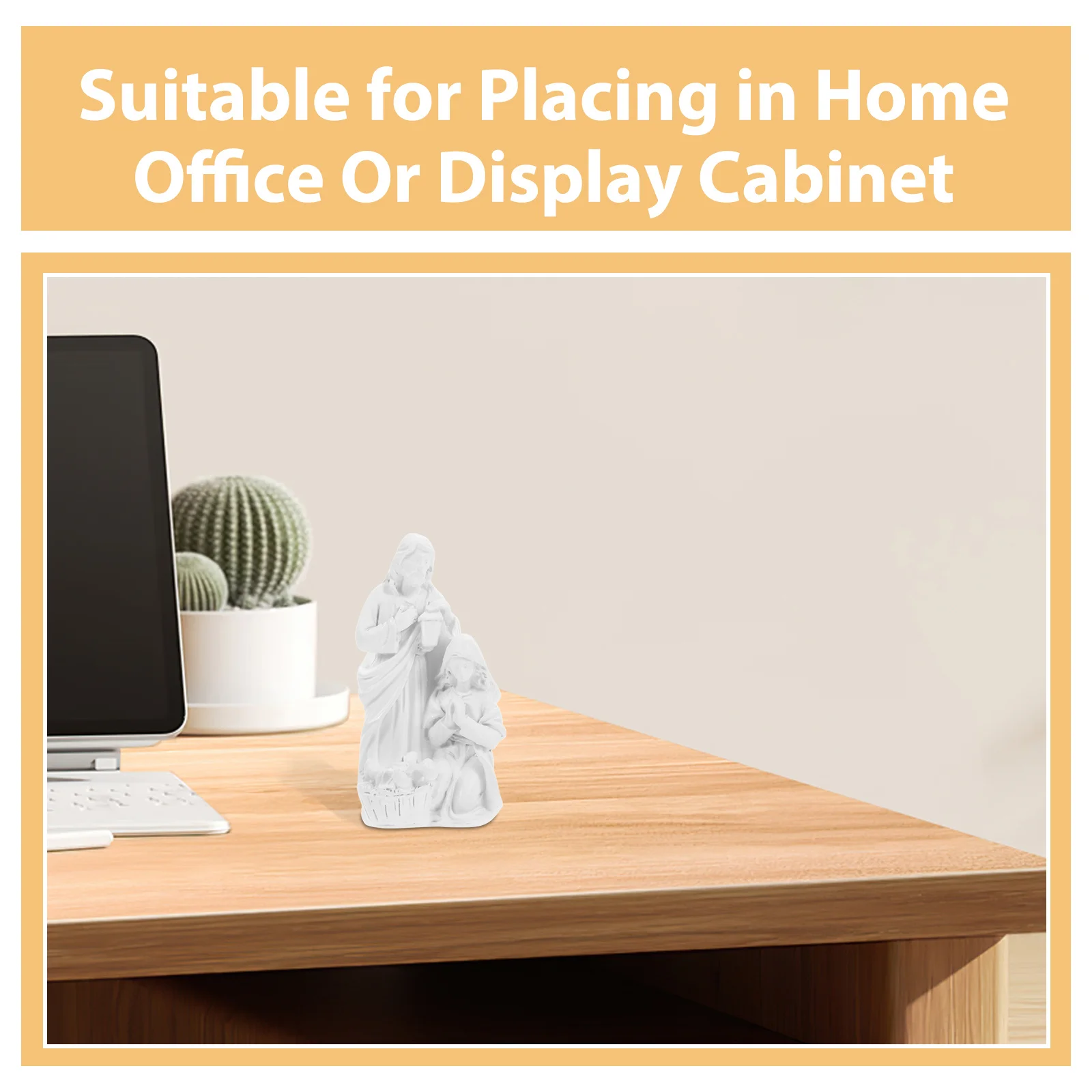 Resin Nativity Jesus Sculpture Detailed Religious Decoration Desktop Ornament Home Office Spiritual Display