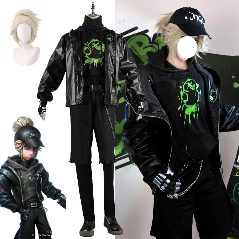 

Anime Game Identity ⅤNaib Subedar Mercenary Cosplay Costume B.Duck Black Sports Hoodie Daily Wear Uniforms Wig Man Party Suit