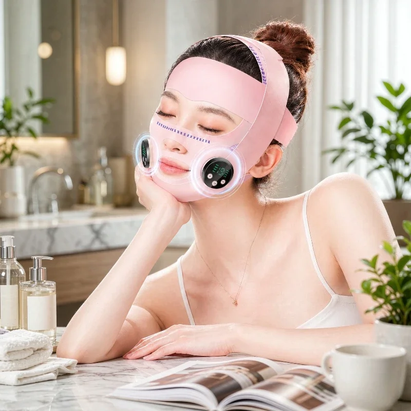 EMS Microcurrent Facial Lifting Mask 3D Face Wrap Firming Massage Device for Jawline Wrinkle Skin Care Home Use 얼굴 리프팅 마스크