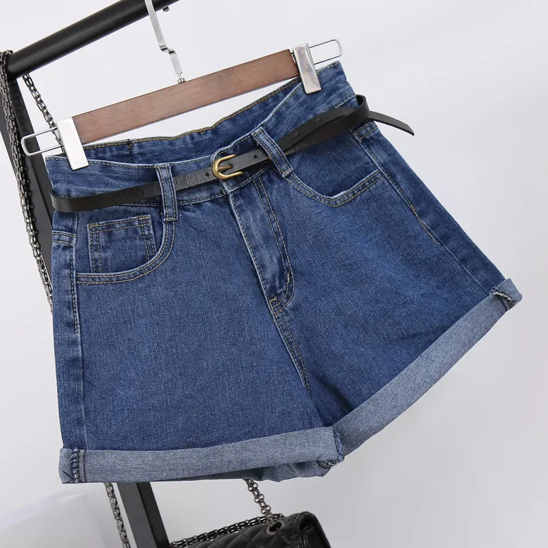 Verão roupas femininas cintura alta calças de brim curtas algodão para feminino perna solta calças largas booty shorts denim 2024 novo