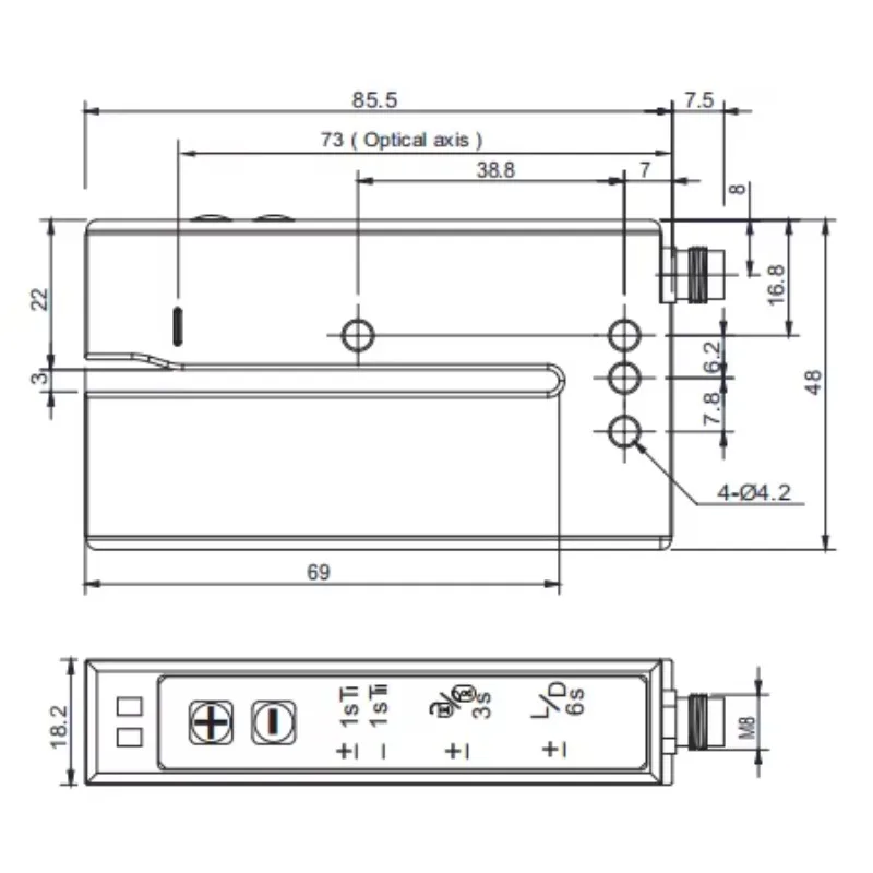 

Akusense transparent slot label sensor 3mm sensing distance label photocell slotted optical for label machine
