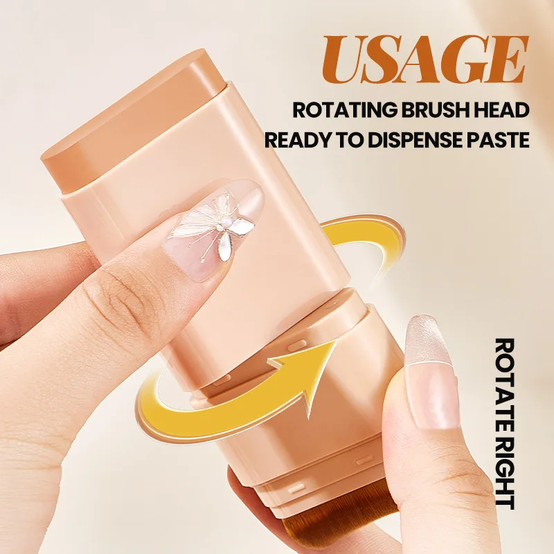 15g 2-in-1 Foundation Eraser Double-ended Concealer Stick With Brush Head Waterproof, Natural Makeup, Long-lasting Cream Texture