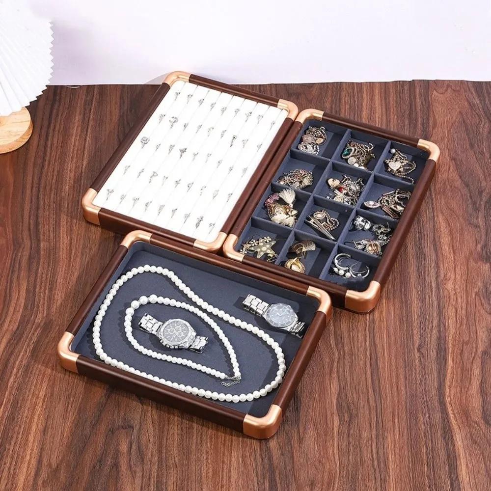 

Velvet Wooden Jewelry Tray Necklaces Bracelets Earrings Rings Jewelry Organizer Large Capacity Storage Box Jewelry Display Tray