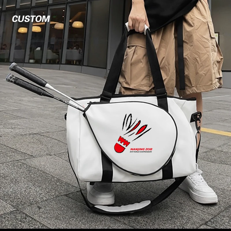 Borsa per racchetta da badminton di grande capacità LOGO fai-da-te Borsa da tennis sportiva Borsa sportiva e fitness portatile da uomo personalizzazione della personalità