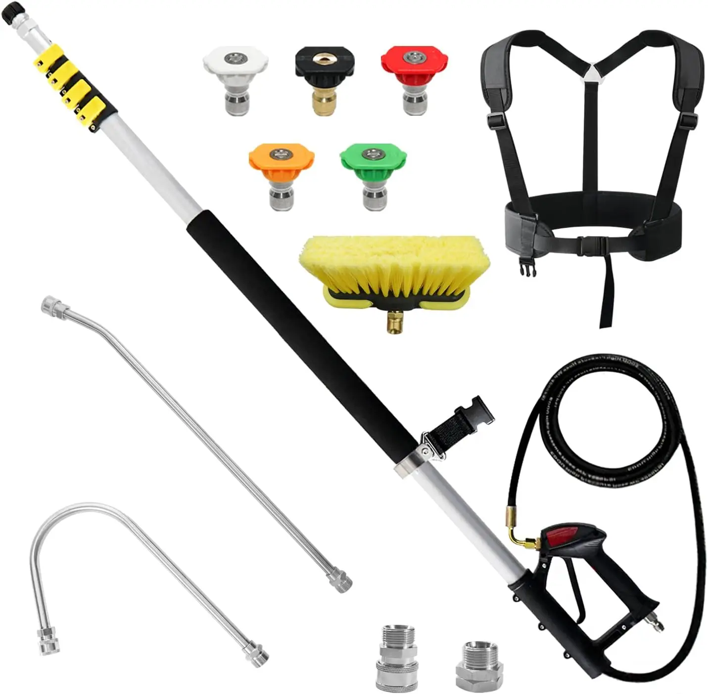 

Aluminum 24 FT Telescoping Pressure Washer Wand with Pressure Washer Extension Wand Gutter Cleaner Attachment 5 Spray Nozzle