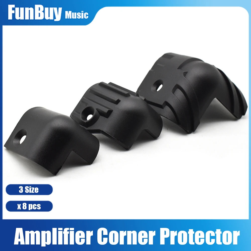 Protectores de esquina de gabinete de altavoz de escenario de amplificador de guitarra negra, plástico de esquina de 2 orificios, 8 piezas