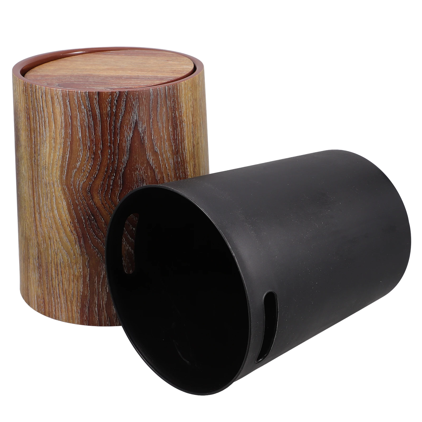 

Imitation Wood Grain Trash Can Bin Waste Flip Lid Double Layer Kitchen Plastic Garbage Bucket Home Bathroom Waste Bins Large