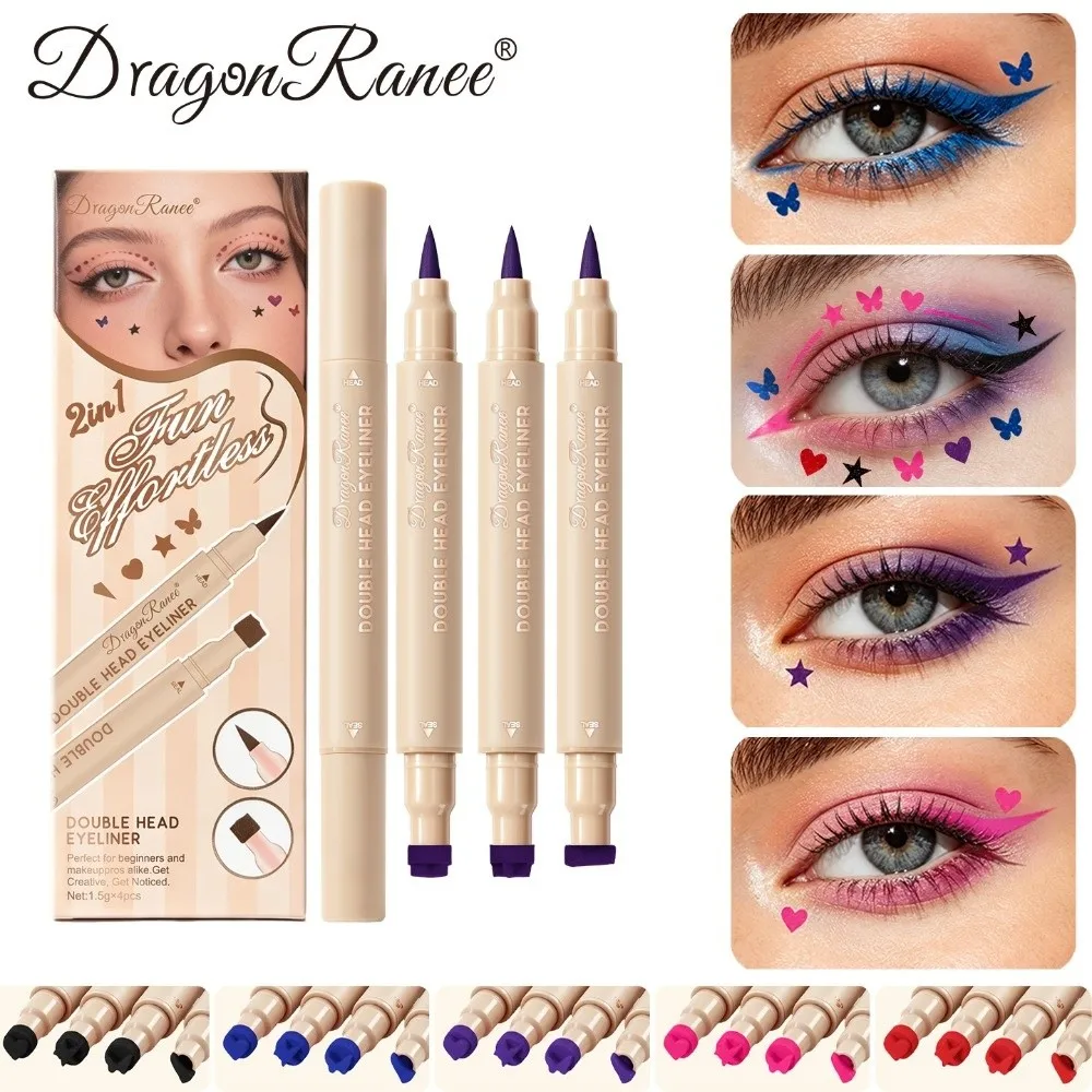 Double Head Liquid Stamp Eyeliner Long Lasting Smudge-Proof Colorful Eye Liner Pencil Quick Drying Waterproof