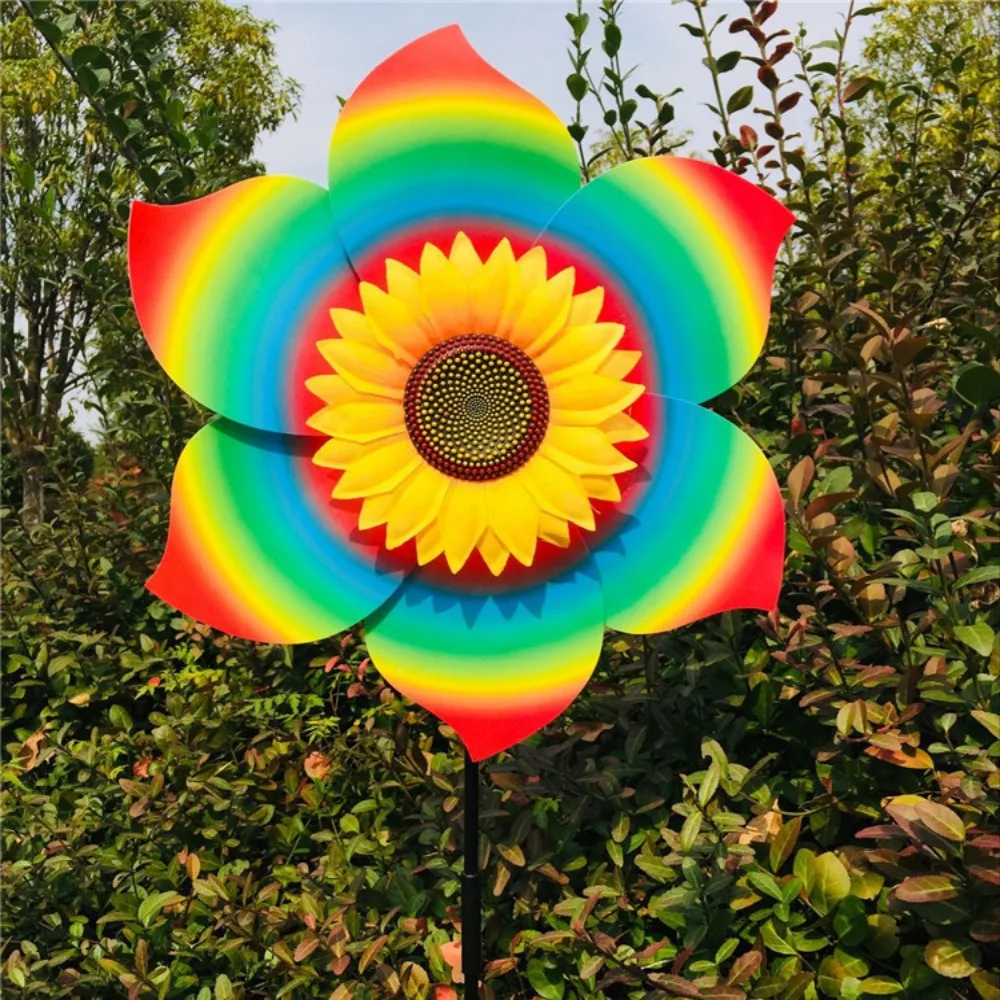New Multistyles Sunflower Windmill PVC Diameter 36cm Rotating Sunflower Garden Yard Wind Spinner Outdoor Party Picnic Decor