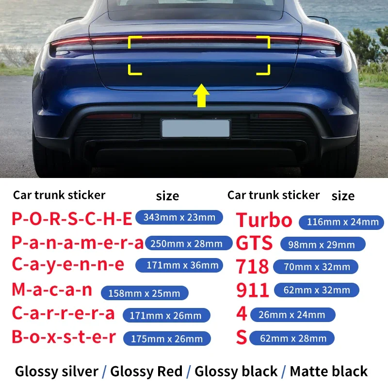 3D Logo Side Fender Emblem Rear Trunk Badge Car Stickers for Porsche 718 911 Cayenne macan panamera Carrera cayman boxster 4 S