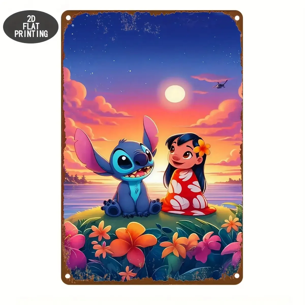 مسطح ثنائي الأبعاد، قطعة واحدة من لوحة صفيح رائعة ذات طابع كوميدي، علامة زخرفية، 8 × 12 بوصة، طباعة، مناسبة للتعليق على الحائط