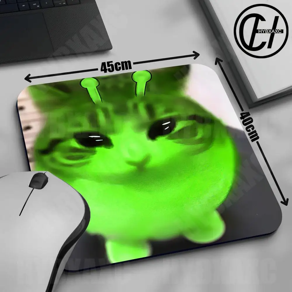 Alien Cat Meme Mouse Pad Multiple Sizes Large Square Computer Office Game Table Mats XS Kawaii Quirky Rubber Non-Slip Desk Mat