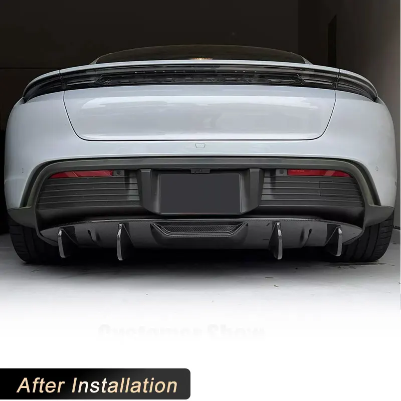 Prepreg Dry Carbon Car Rear Bumper Diffuser Lip Spoiler for Porsche Taycan 9J1 Standard 2019 2020 Racing Rear Lip Apron Body Kit