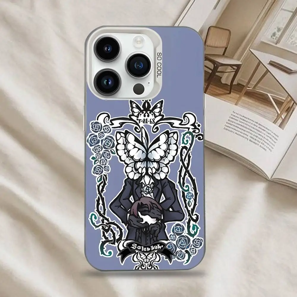 حافظة هاتف Limbus C-Company Quixote Butterfly لهاتف iPhone 16,15,14,13,12,11,Mini,Pro,SE,MAX غطاء أبيض غير لامع مقاوم للصدمات