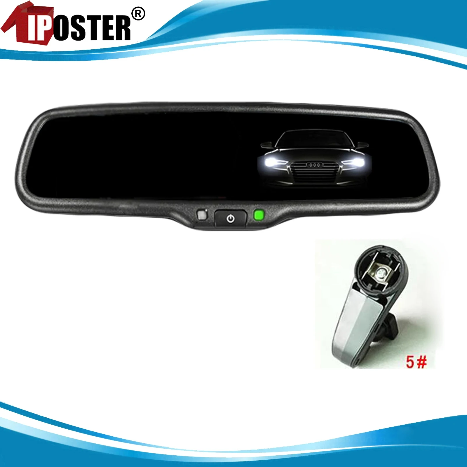 iPoster 4.3 Inch Auto Dimming Anti-glare Rear View Mirror with No5 Mount For Yuanbao baw 1 electric car From 2022 to 2023